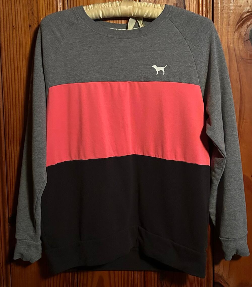Victoria Secret PINK DOG LOGO COLOR BLOCK Crew Sweatshirt small  Rare